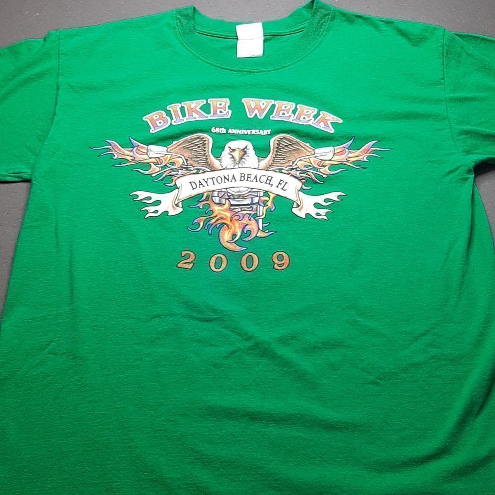 Anvil Daytona Beach Bike Week 2009 Green Tee Shirt